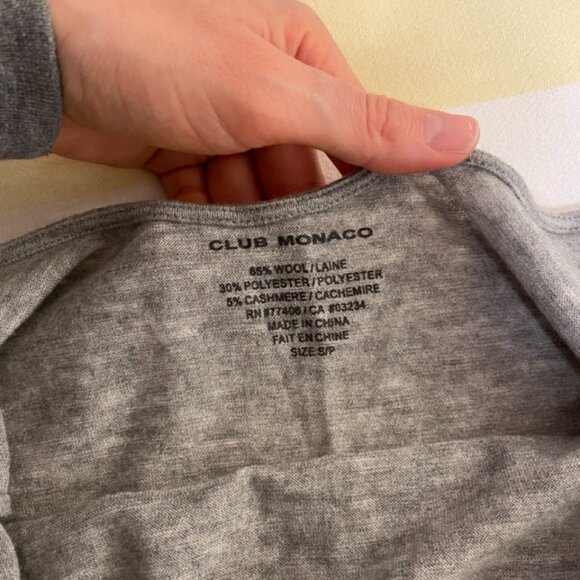 Club Monaco wool-cashmere blend grey long-sleeved shirt - Picture 4 of 7